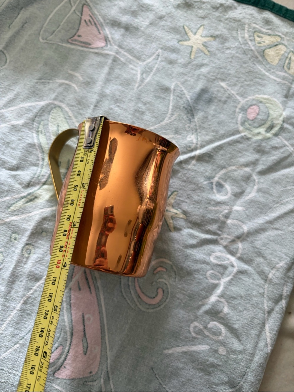 Copper Finish Milk Pitcher with Brass-Colored Handle - Picture 2 of 6